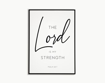 Psalm 28:7 | Bible Verse | Minimalist | Simple | Wall Decor | Scripture Art | Illustration | Modern Art | Living Room Decor | Digital Print
