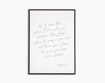 Jeremiah 29:11 | Bible Verse | Minimalist | Simple | Wall Decor | Scripture Art | Illustration | Modern Art | Living Room | Digital Print