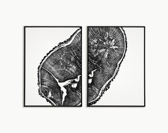 Two | Tree Ring Art | Minimalist | Simple | Wall Decor | Tree Decor | Illustration | Modern Art | Living Room Decor | Digital Print | Boho