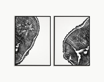 Two | Tree Ring Art | Minimalist | Simple | Wall Decor | Tree Decor | Illustration | Modern Art | Living Room Decor | Digital Print | Boho