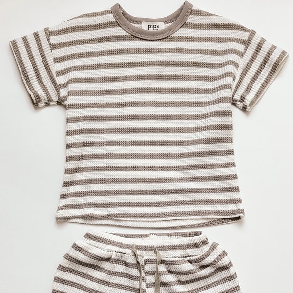 Cotton stripes set for boys girls summer outfit play clothes for boys striped set for kids cute clothes for kids shorts and tshirt set girls