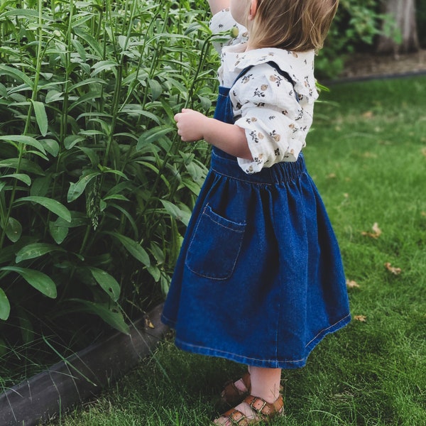 Denim Pinafore Dress toddler dress for girl denim dress little girl outfit birthday dress special occasions dress cute toddler clothes girl