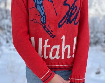 Ski Utah! women sweater jumper retro high-end sweater cozy unique winter gift utah souvenir ski utah gift for ski lovers utah souvenir