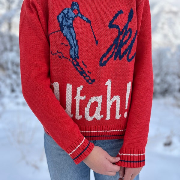 Ski-Utah! vrouwen trui jumper retro high-end trui gezellig uniek wintercadeau utah souvenir ski utah cadeau voor skiliefhebbers utah souvenir