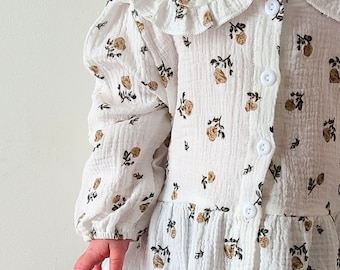 Hübsche Schößchen Bluse für Baby Mädchen Baumwollbluse besondere Anlass Kleidung kleines Mädchen Statement Kragen Bluse süße Baby Kleidung Geburtstag