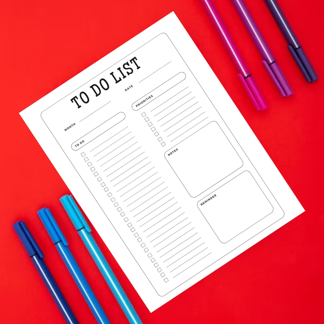 Modern To-do List Template Printable Daily Planner Task Organizer ...