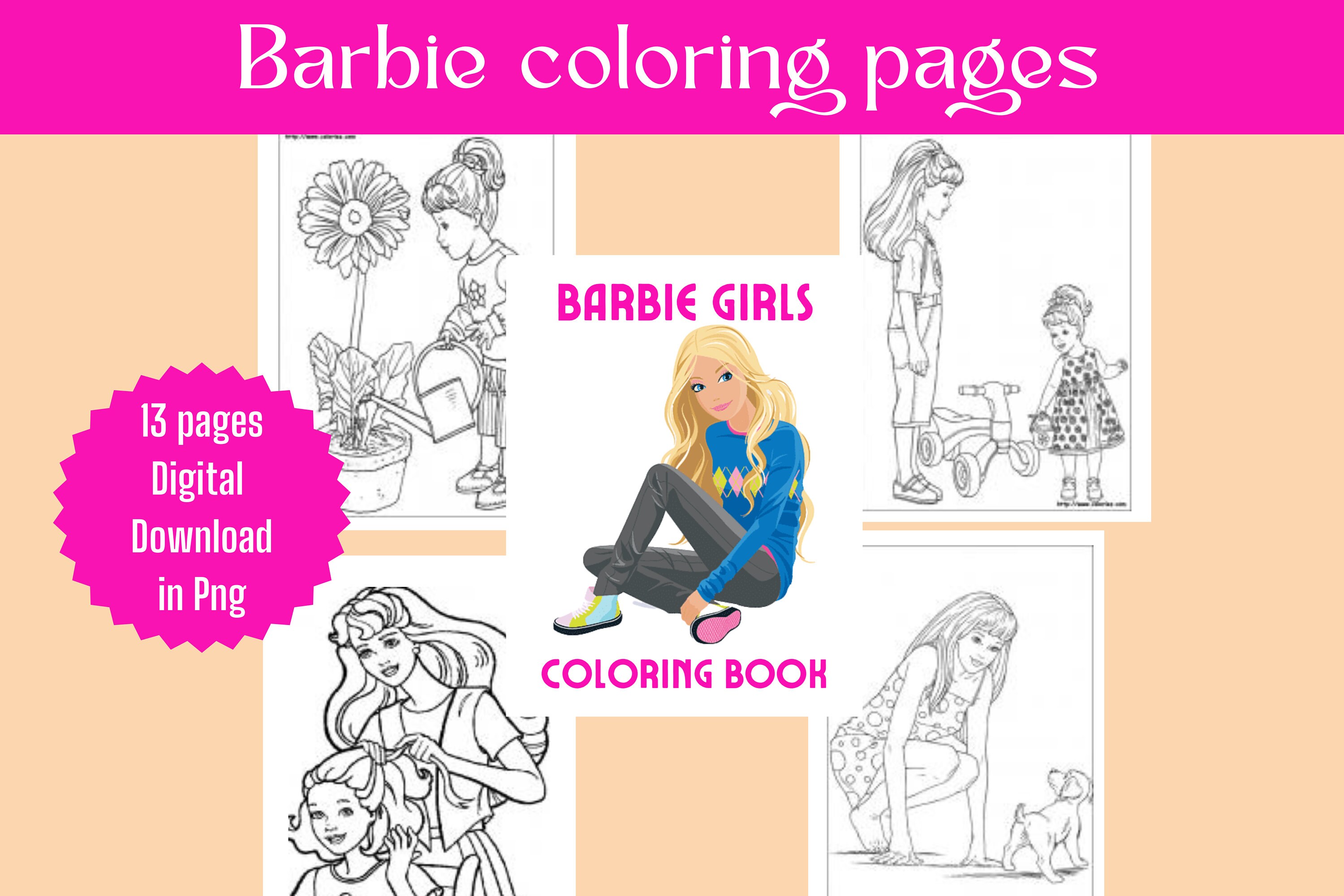 Barbie Coloring Pagespagescoloringdigital Coloringcoloring Etsy