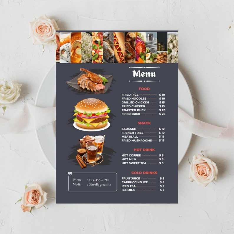 Editable Restaurant Menu Template Customizable Design for Your Unique ...