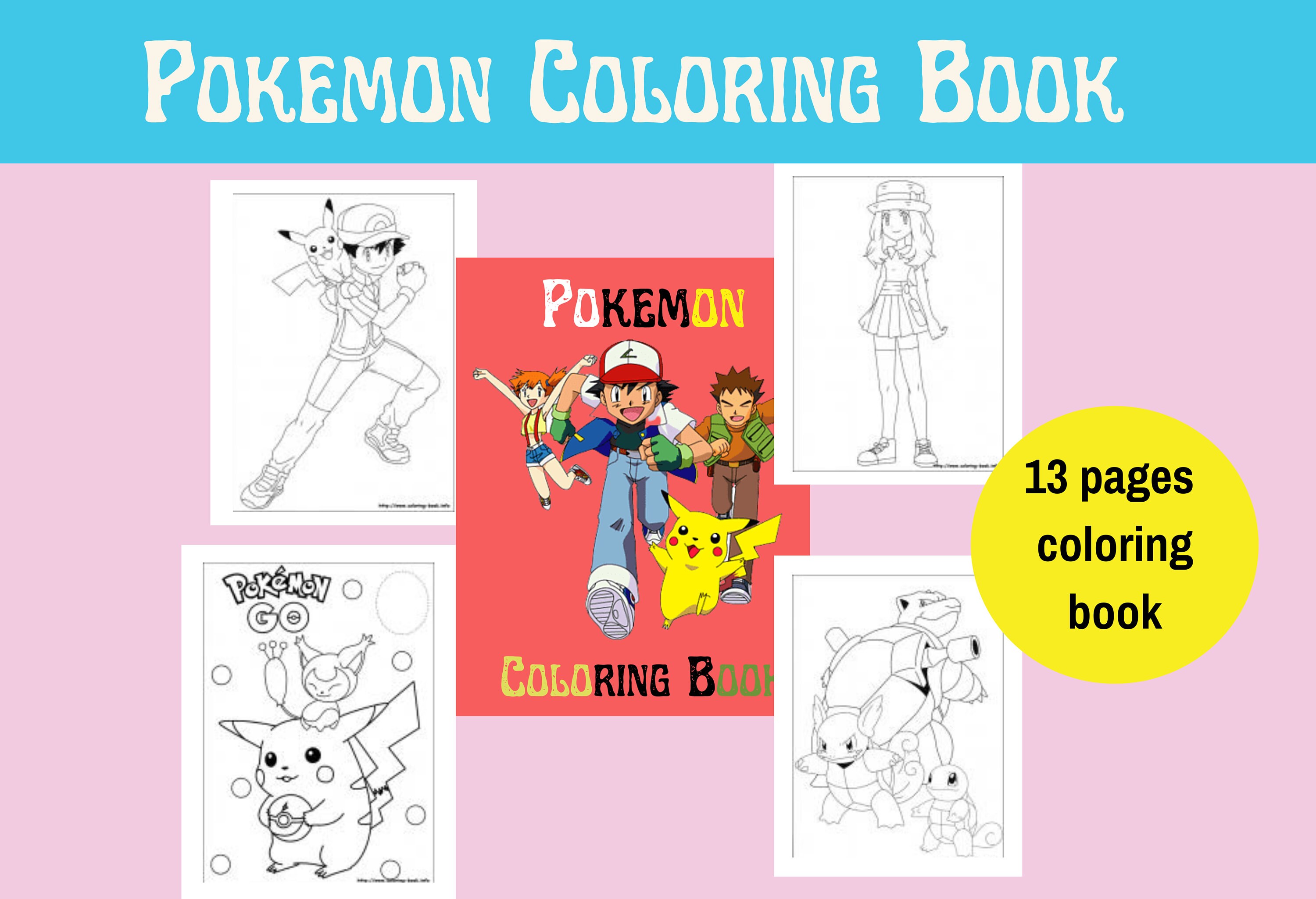 Pokemon Character Coloring Pokemon Coloring Sheetpokemon - Etsy