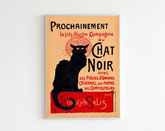 Théophile Alexandre Steinlen, Prochainement la très illustre Compagnie du Chat Noir , 1800s Vintage French Art, Black Cats