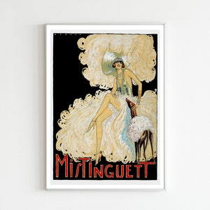Mistinguett Art Print, Vintage French Art, Jeanne Florentine Bourgeois, French Actress, Art Deco Wall Art, Showgirl, Cabaret, Dancer Art