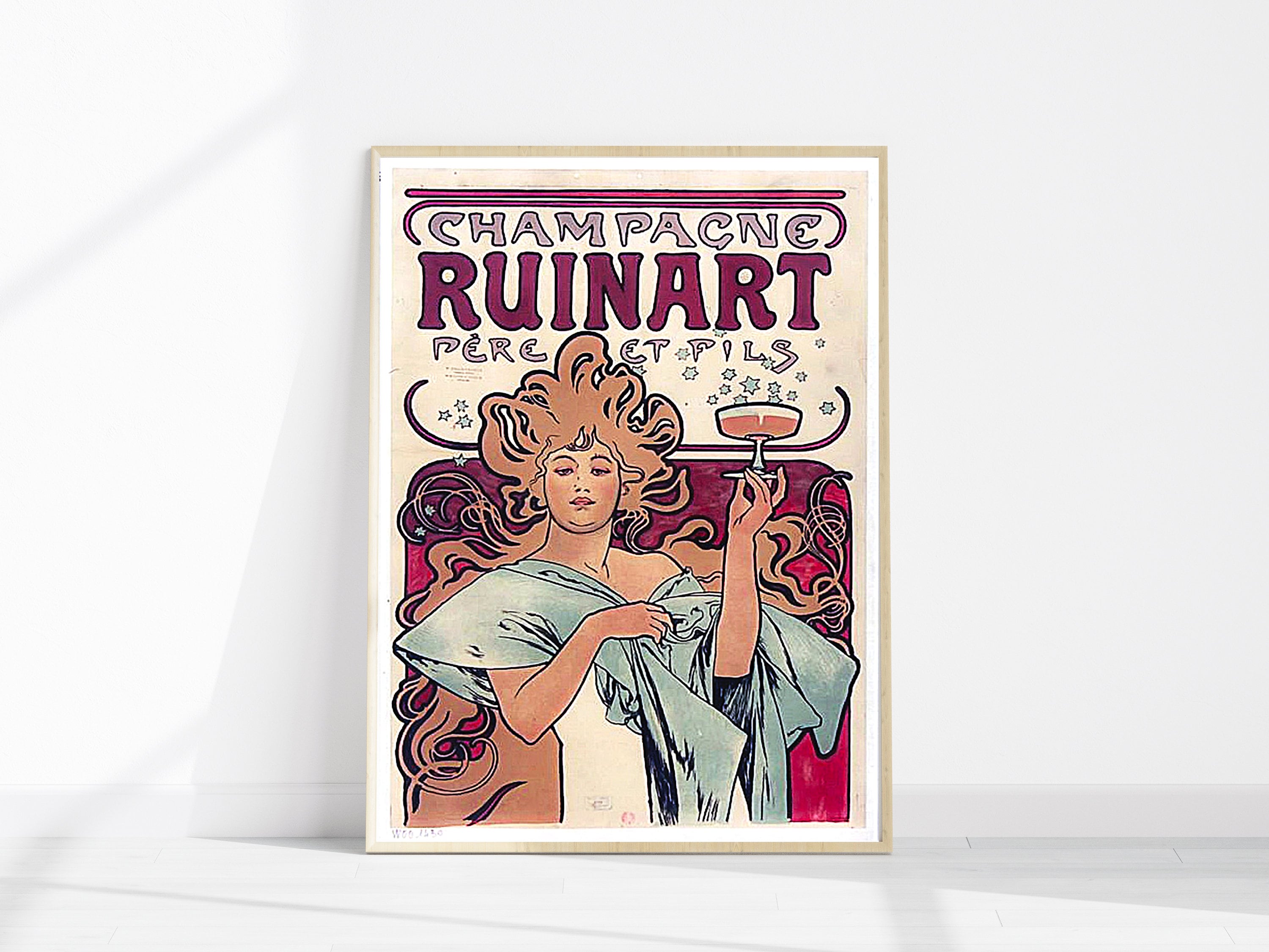 Champagne Ruinart by Alphonse Mucha Vintage Poster Print