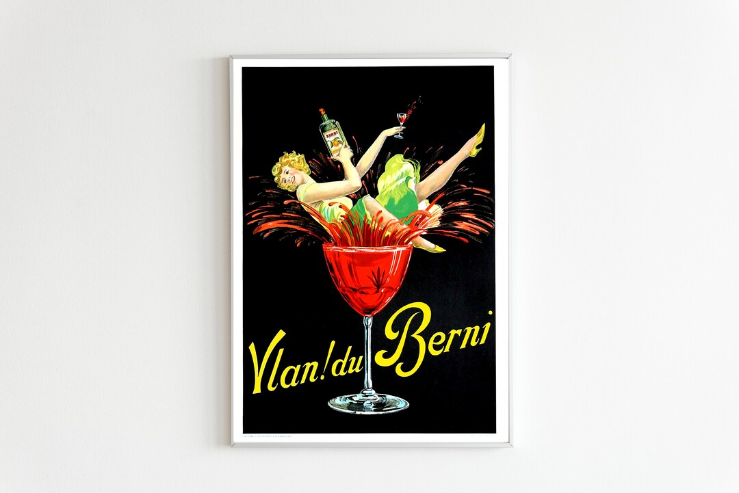 Vlan Du Berni Print, Vintage Bar Art, Antique Alcohol Advertisement