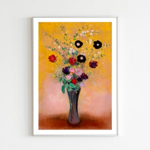 Vase of Flowers (1916) by Odilon Redon, Early 1900s Vintage Still Life Art Print, Floral Decor, Gallery Wall, Pastel Floral Still Life