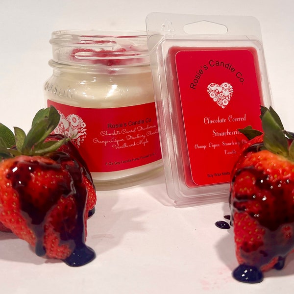 Chocolate Covered Strawberries Soy Candle, Soy Wax Melts, Valentines Day Gift