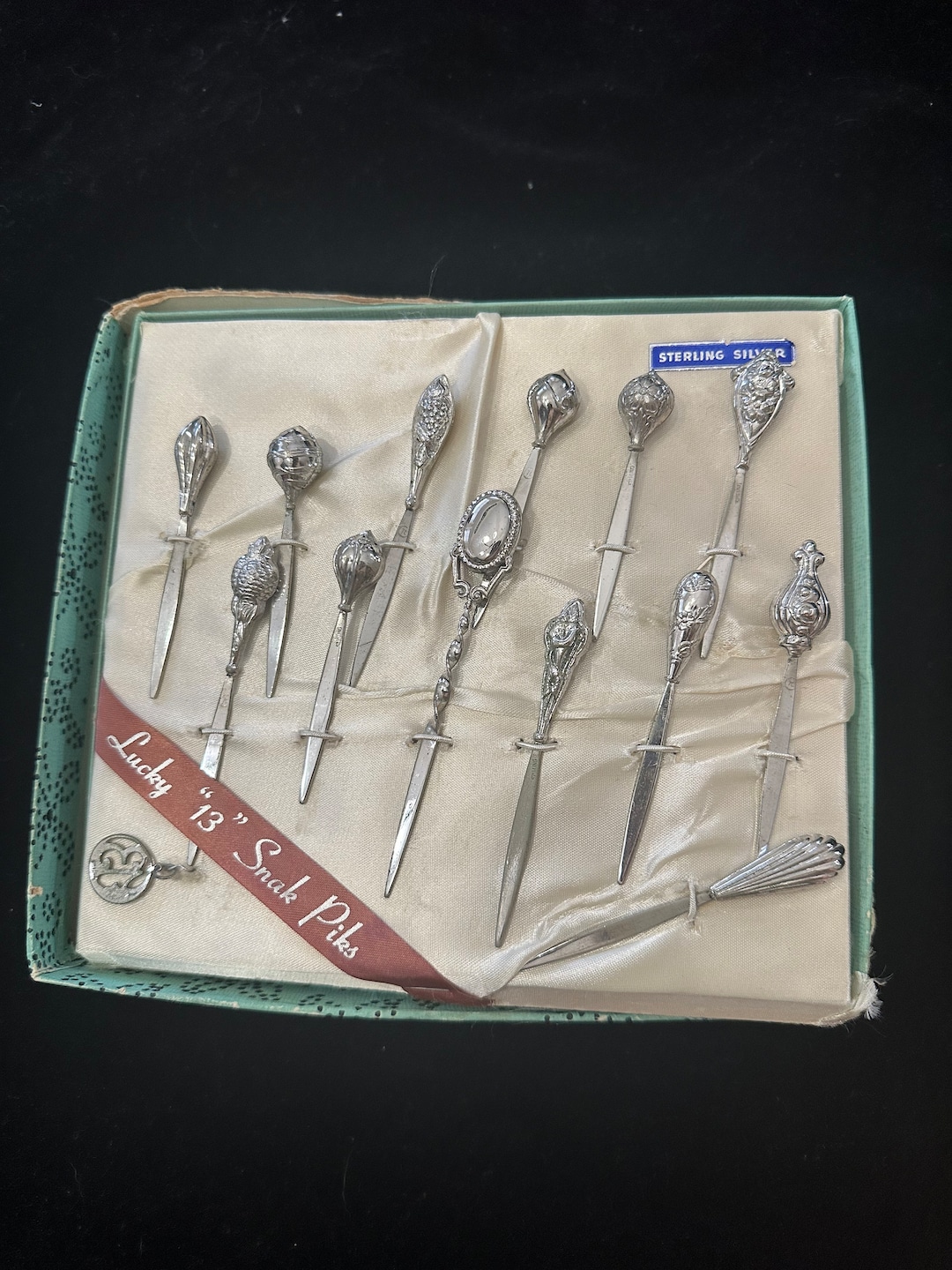 Sterling Silver Vintage Cocktail Picks Set of 13 Plus Charm Etsy