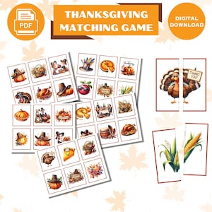 Jeu d'association sur Thanksgiving, Activités pour Thanksgiving, Jeu sur Thanksgiving imprimables, Activités pour l'Action de Grâce, PDF