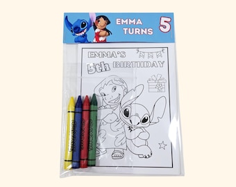Kit da colorare personalizzati di Lilo e Stitch per compleanni: bomboniere per feste di compleanno