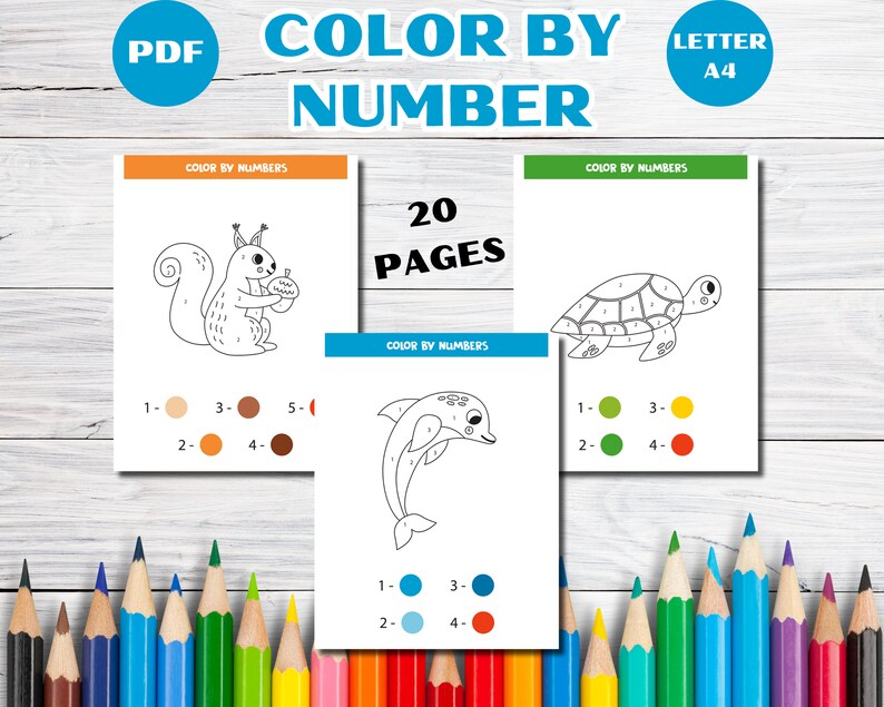 Color by Number Kids Printable Worksheets, Preschool Coloring Pages ...