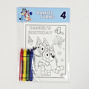Bluey Birthday Party Favor : Personalized Coloring Pack with Crayons