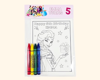 Custom Princess Party Coloring Pack with Crayons : Birthday Favor