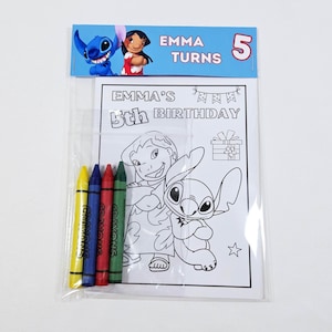 Lilo und Stitch Party Malpakete und Buntstifte, Lilo und Stitch Birthday Party Favor, anpassbare Lilo und Stitch Geburtstags-Malseiten
