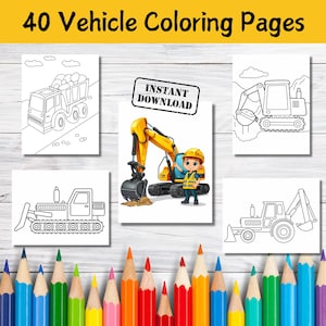 Construction Vehicle Coloring Pages : 40 Truck Prints for Kids (PDF)