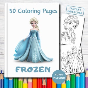 50 Frozen Coloring Pages, Cartoon coloring pages for kids, Coloring pages printable, Activities for kids, Instant download, PDF