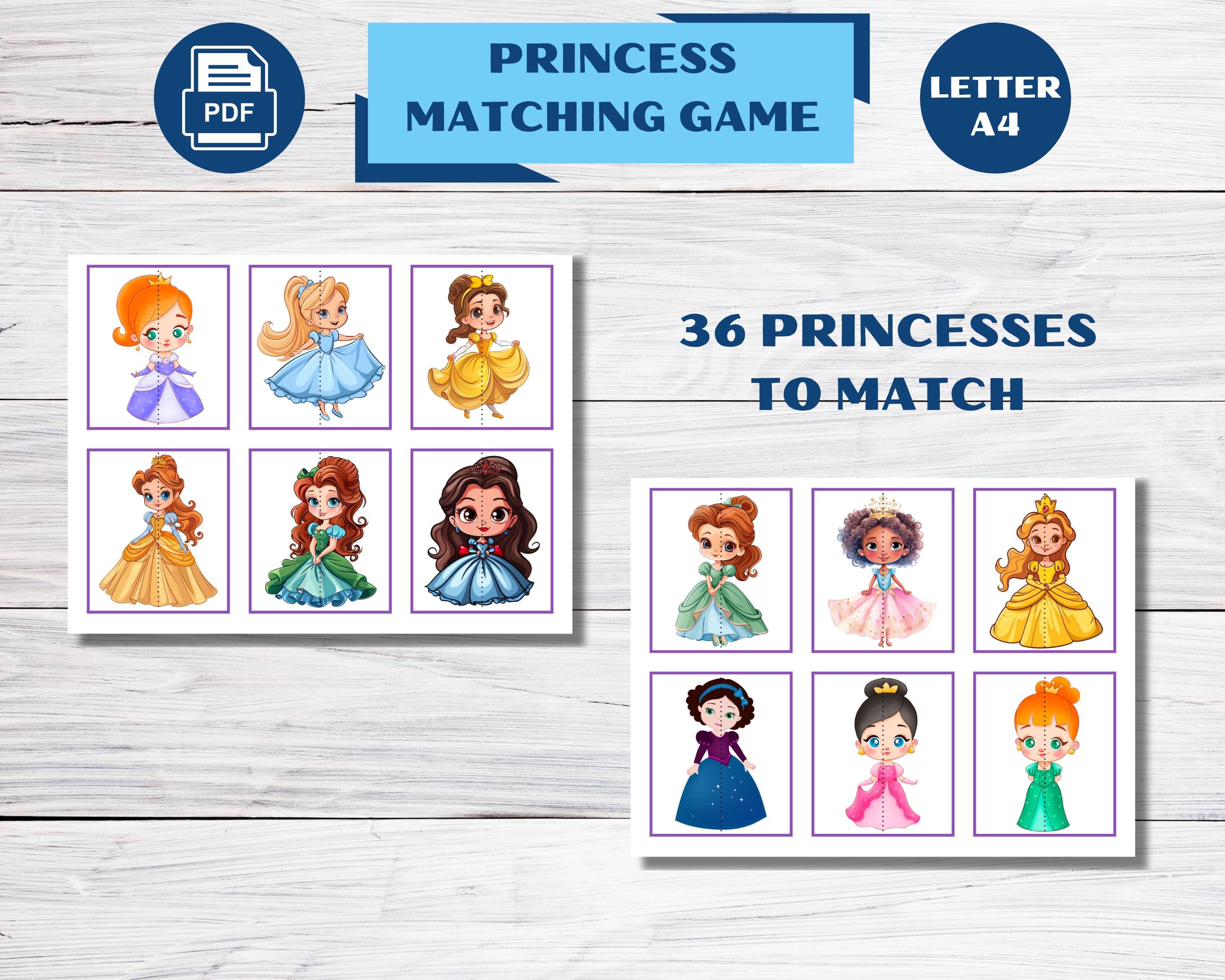 Princess Matching Game : Kids Printable Activity (PDF) - Etsy Australia