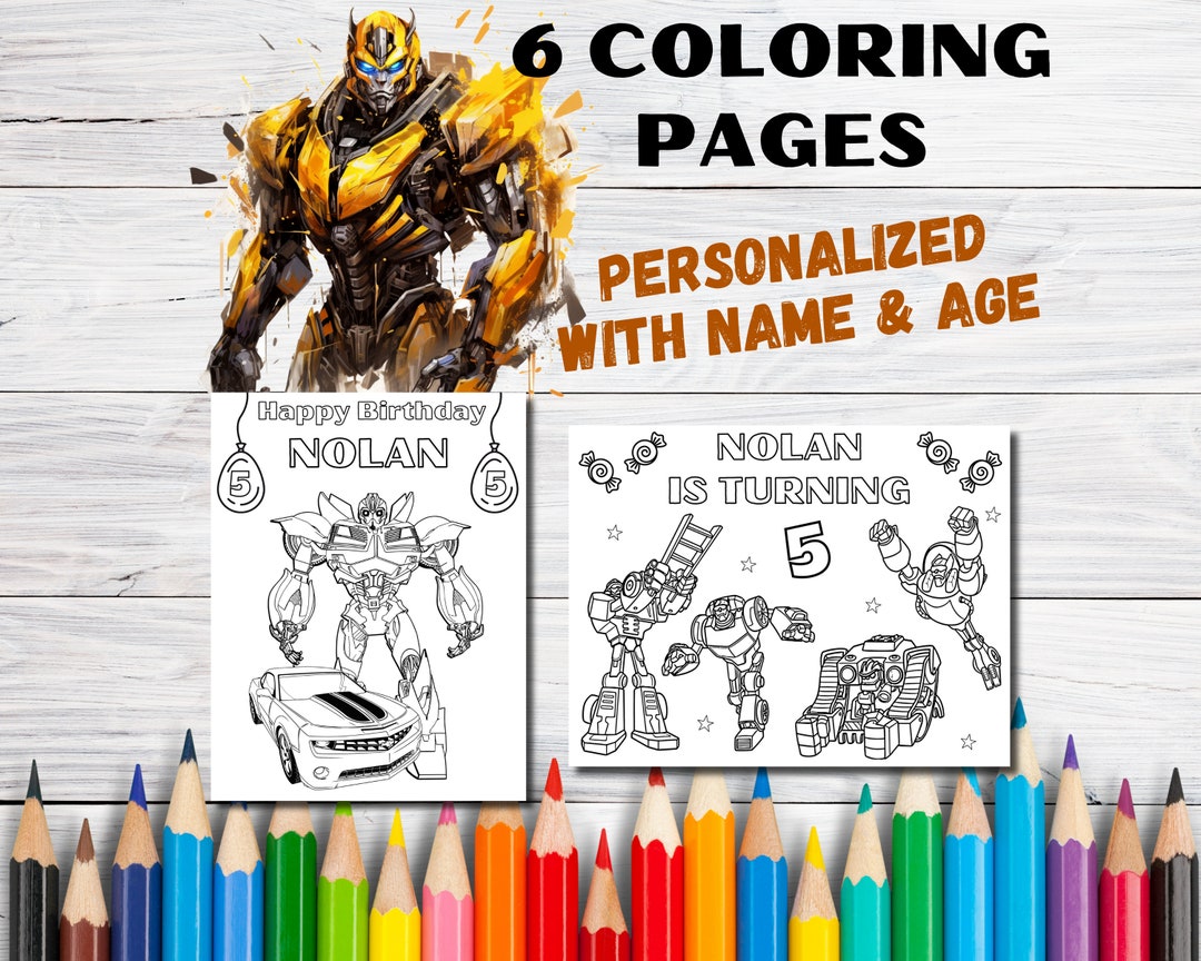 6 Customizable Birthday Coloring Page, Birthday Coloring, Transformers ...