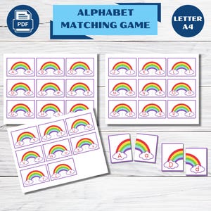 Jeu d'association de l'alphabet pour les enfants, Activité d'association de l'alphabet, Jeu d'alphabet imprimable, Téléchargement instantané