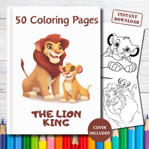 50 Lion King Coloring Pages, Cartoon coloring pages for kids, Coloring pages printable, Activities for kids, Instant download, PDF