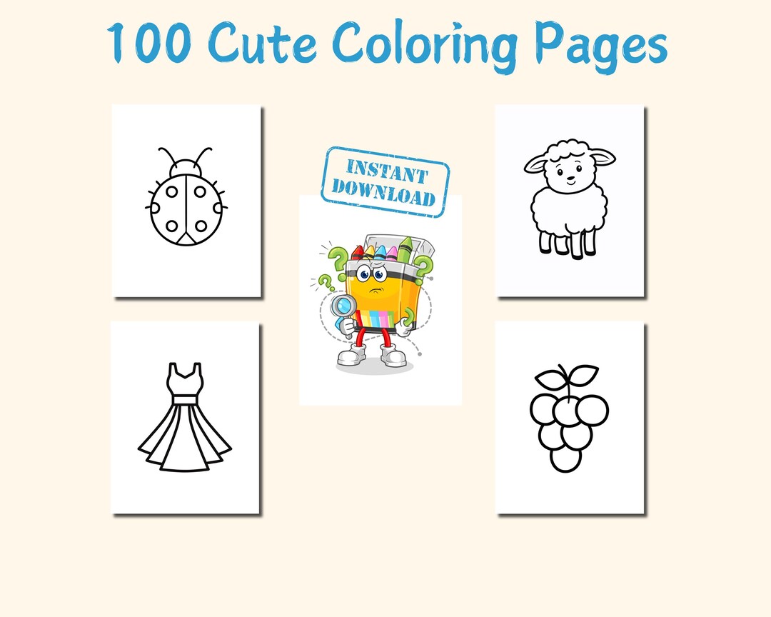 100 Printable Coloring Pages for Kids and Toddlers (PDF Download) - Etsy UK