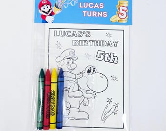 Paquet de coloriage personnalisables pour anniversaire sur le thème de Mario, Cadeaux d'anniversaire sur le thème de Mario