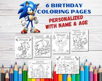 Personalized Sonic Birthday Coloring Pages for Kids (PDF)