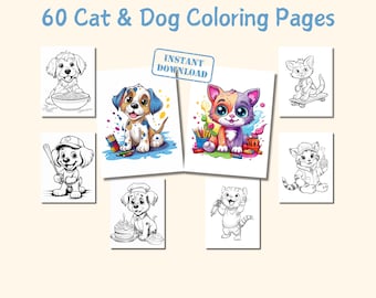 60 Cat and Dog Coloring Pages : Fun Animal Art (PDF)
