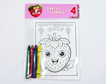 Strawberry Birthday Party Favor : Coloring Packs & Crayons