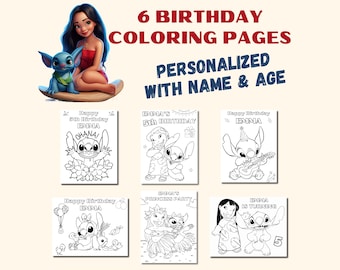 Dibujos para colorear personalizados de Lilo & Stitch para niños (PDF)