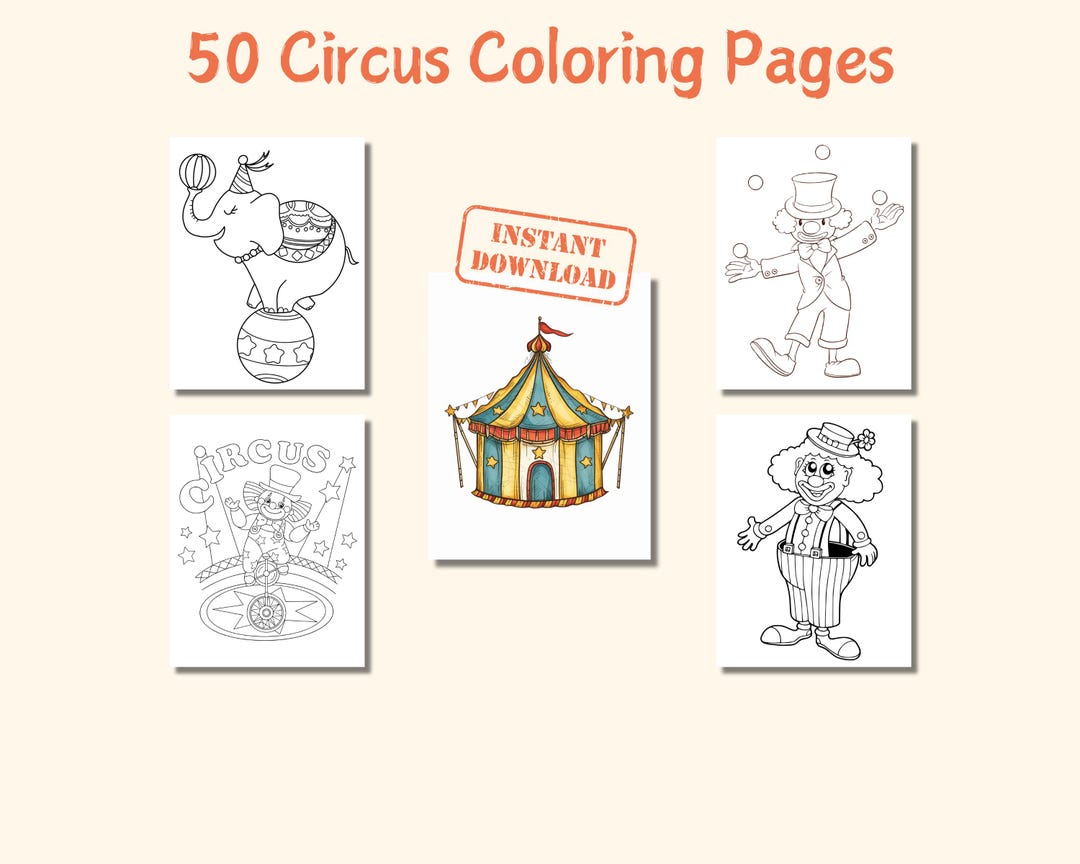 50 Circus Animals Coloring Pages for Kids (PDF) - Etsy