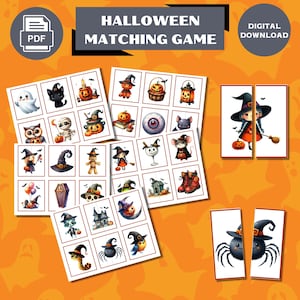 Jeu d'association sur Halloween pour enfants, Activité d'association sur Halloween, Jeu sur Halloween imprimables, Activité d'Halloween, PDF