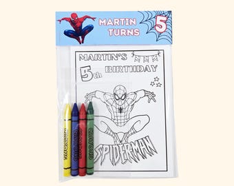 Spiderman Birthday Party Favor : Coloring Pack with Crayons
