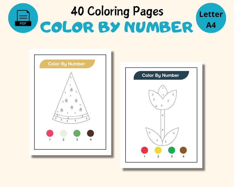 Color by Number 40 Pages, Kids Activity Book (PDF) - Etsy Australia