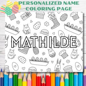 1 Customizable Name Coloring Page, Easter Coloring pages, Personalize coloring sheet, Name coloring page, Kids activities printable