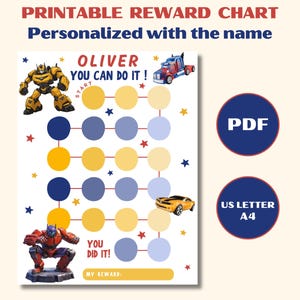 Transformers Reward Chart, Personalized with the Name (PDF)