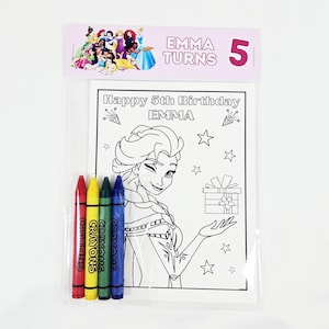 Custom Princess Party Coloring Pack with Crayons : Birthday Favor