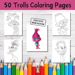 50 trollen kleurplaten, cartoon kleurplaten voor kinderen, kleurplaten afdrukbaar, activiteiten voor kinderen, verjaardagsactiviteiten, kleurboek