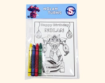 Transformers Birthday Party Favor : Coloring Packs with Crayons
