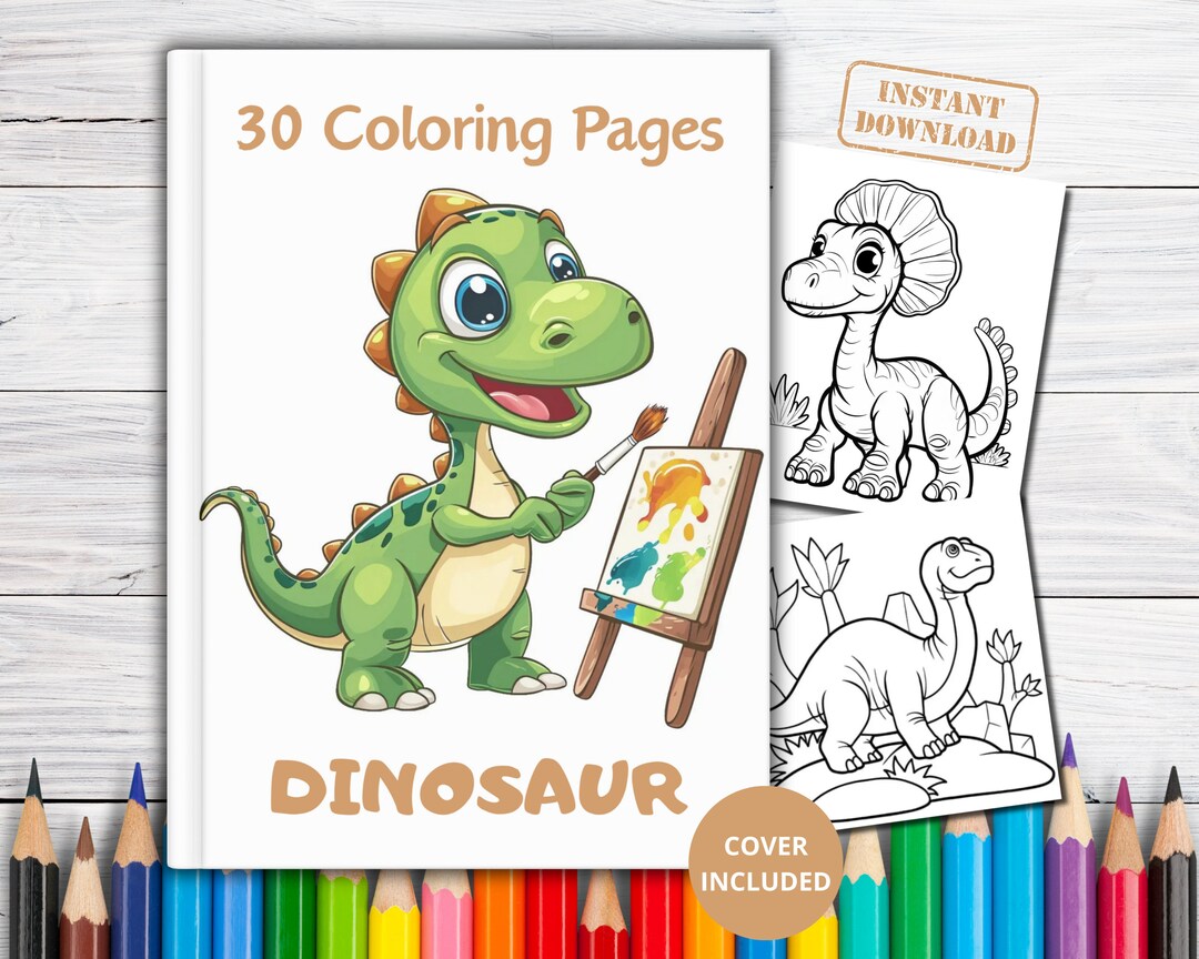 30 Dinosaurs Coloring Pages, Cartoon Coloring Pages for Kids, Coloring ...