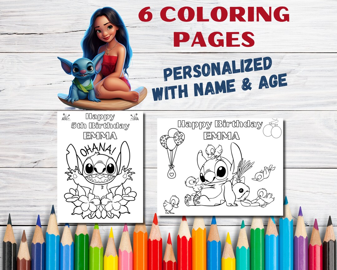 6 Customizable Birthday Coloring Page, Birthday Coloring, Lilo and ...