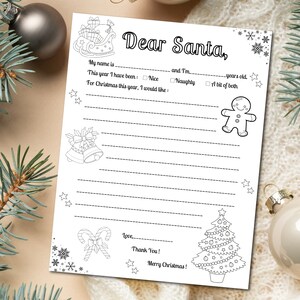 Brief an Santa zum Ausdrucken, Lieber Nikolaus Wunschliste, Kinder Brief an Santa, Lieber Nikolaus, Brief Weihnachten, druckbarer Brief an den Weihnachtsmann, PDF